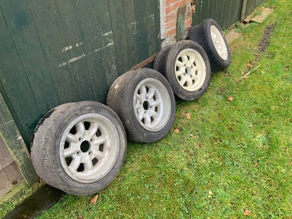 Minilite velgen met slicks - 2x 13 inch, 2x 12 inch, Auto-onderdelen, Overig, Gebruikt, 13 inch, Banden en Velgen