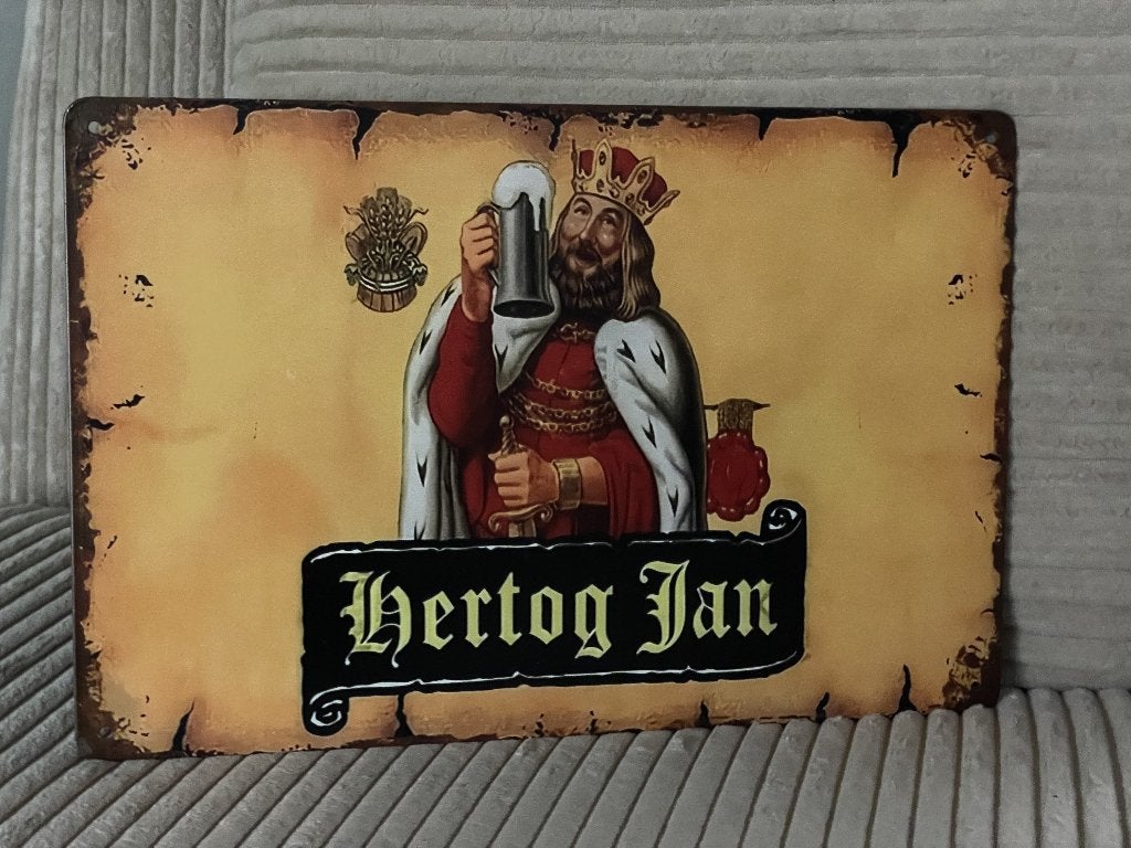 Hertog Jan metalen reclamebord (Old Look), Verzamelen, Biermerken, Ophalen of Verzenden, Nieuw, Reclamebord, Plaat of Schild, Hertog Jan