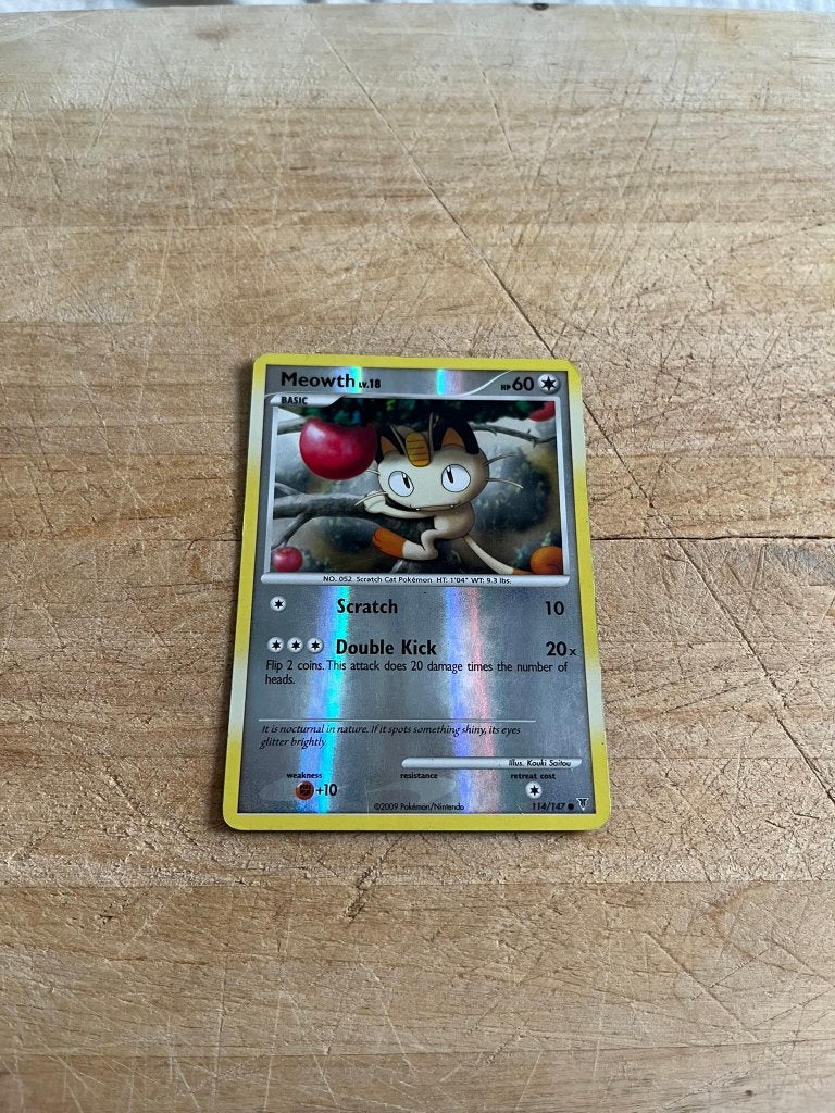 Pokemon Meowth #114/147 Reverse Holo, Ophalen of Verzenden, Zo goed als nieuw, Losse kaart