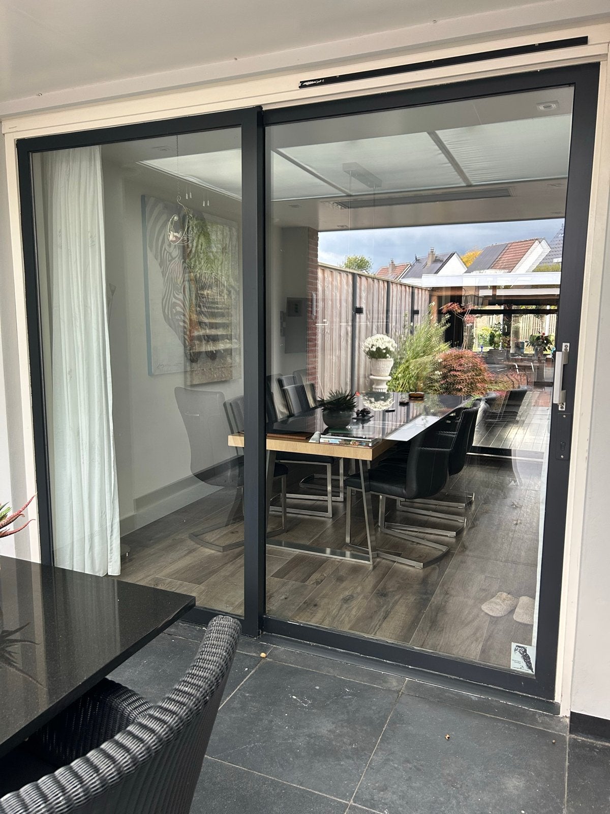 Schuifpui - aluminium frame met thermopane glas, Doe-het-zelf en Verbouw, Ophalen, Gebruikt, Schuifdeur, 120 cm of meer