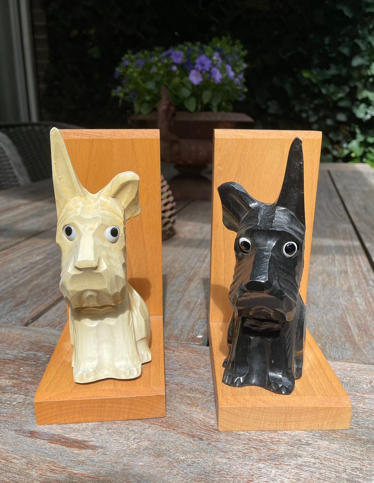 Twee vintage boekensteunen met Black & White hondjes, Ophalen of Verzenden