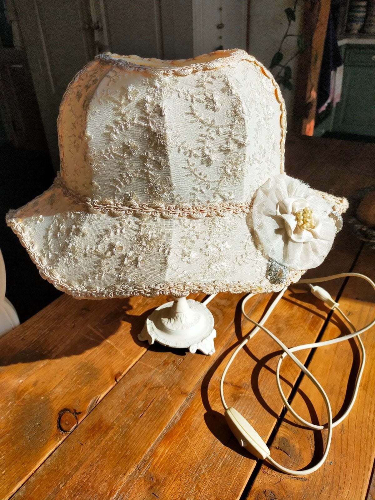 Romantische staande lamp, Wit, Ophalen of Verzenden, Schemerlamp, Met schakelaar