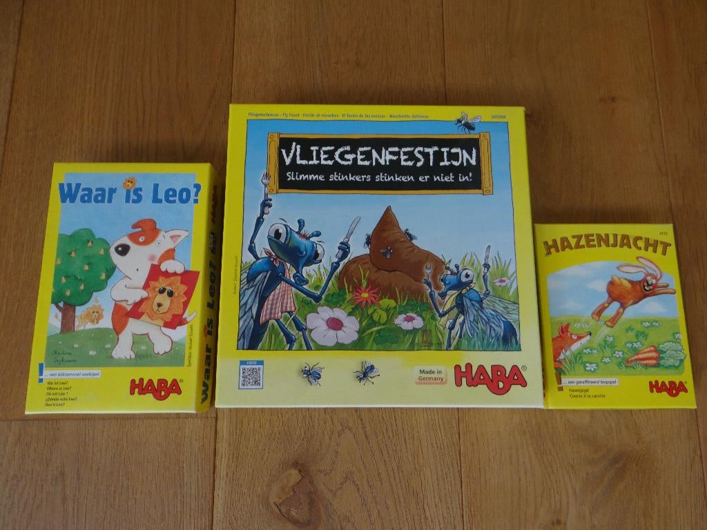 HABA Vliegenfestijn, Waar is Leo?, Hazenjacht spellen, Vijf spelers of meer, Ophalen of Verzenden, Zo goed als nieuw, HABA