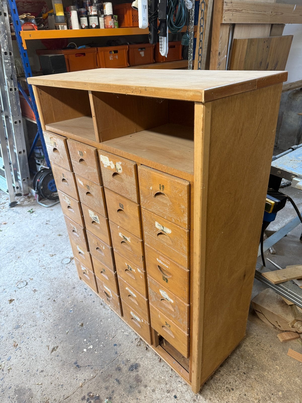 Vintage jaren vijftig schoolkast (2x), Huis en Inrichting, Kasten | Ladekasten, Ophalen, Gebruikt, 5 laden of meer, 100 tot 150 cm
