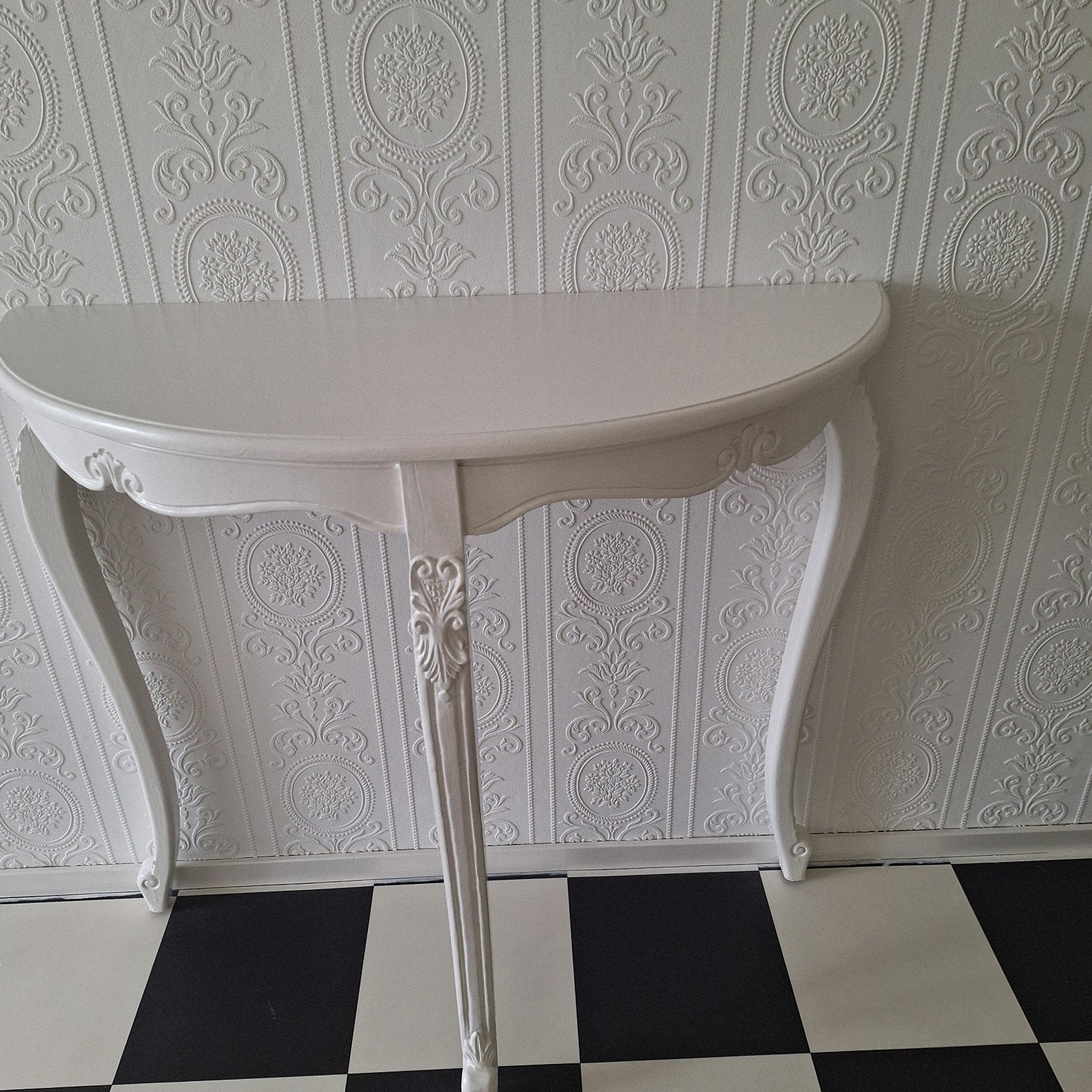2 Barok Brocante Sidetables - Wit, Huis en Inrichting, Tafels | Sidetables, Ophalen, 50 tot 100 cm, Barok, Brocante, Zo goed als nieuw