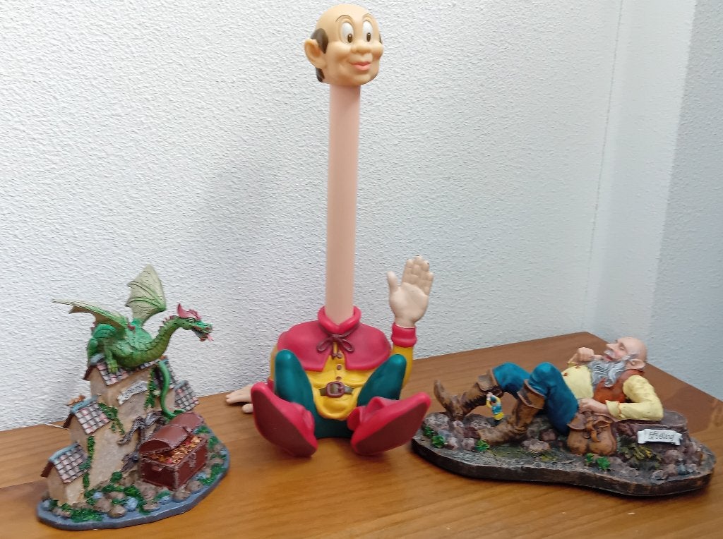 Eftelingbeeldjes: Klein Duimpje, Draak Lichtgeraakt, Langnek, Verzamelen, Efteling, Gebruikt, Beeldje of Poppetje, Ophalen of Verzenden
