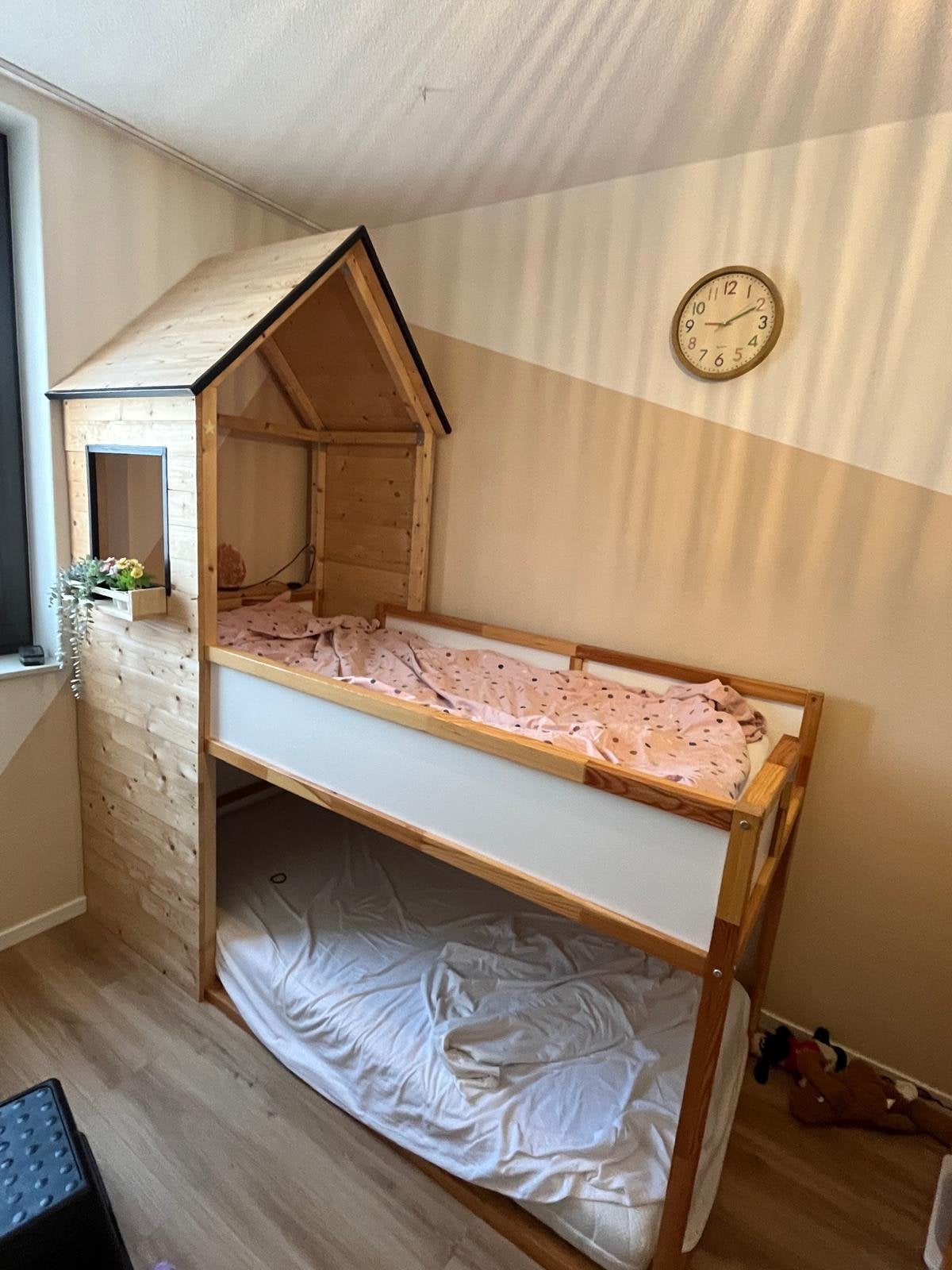 IKEA Kura bed met DIY huisje en Trofast kast als trap, Ophalen, 85 tot 100 cm, Gebruikt, Hoogslaper of Stapelbed