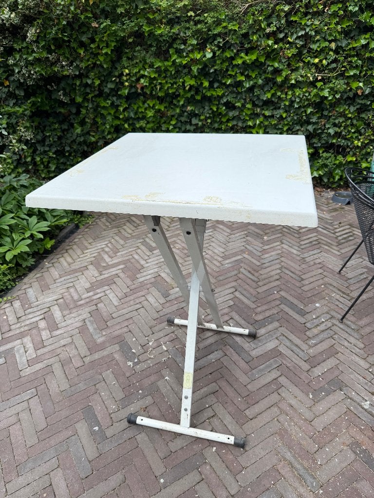 Zware stalen statafel met composieten blad (2 stuks), Ophalen, Gebruikt