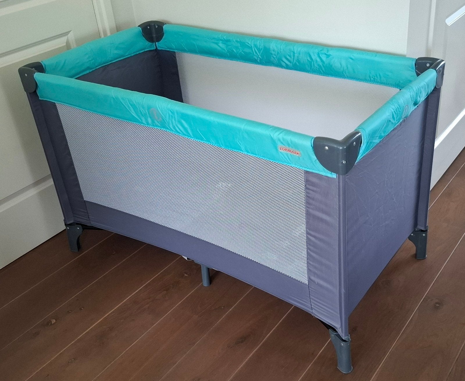 Topmark Reisbedje - Turquoise/Grijs, Ophalen, Zo goed als nieuw, Reisbedje