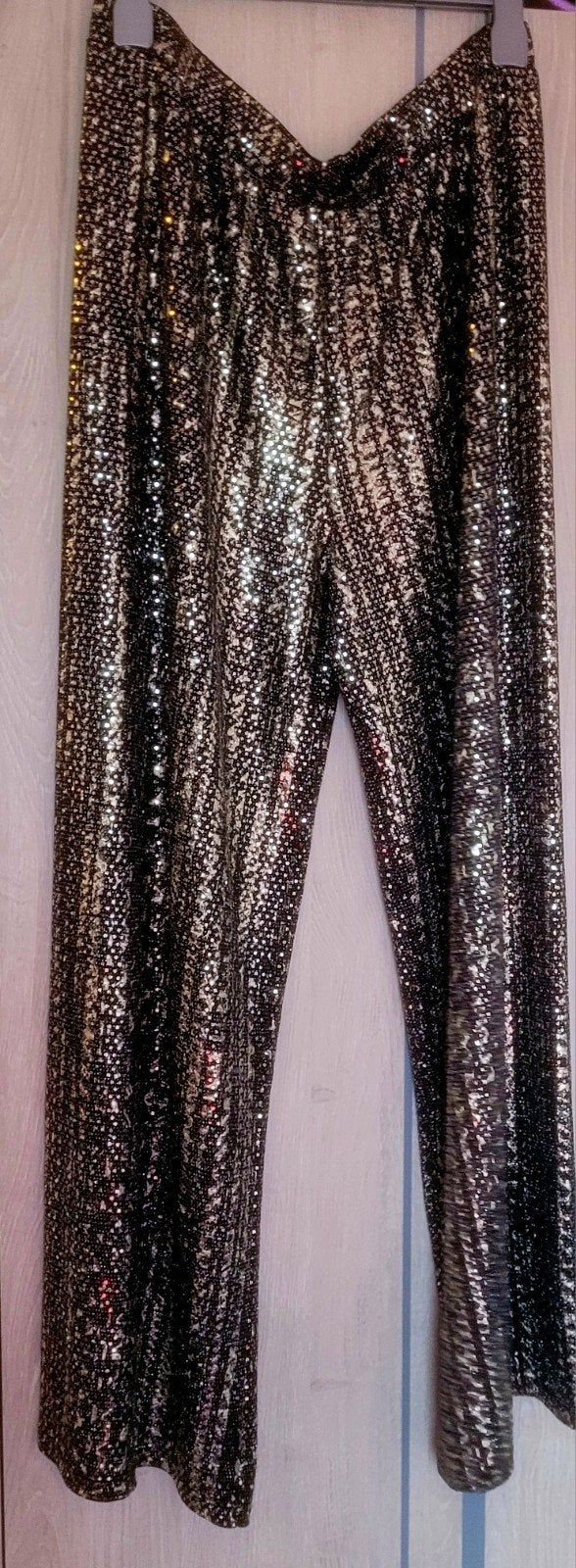 Glitter Broek Zwart/Zilver - Maat XL, STANDAR, Zwart, Maat 46/48 (XL) of groter, Nieuw