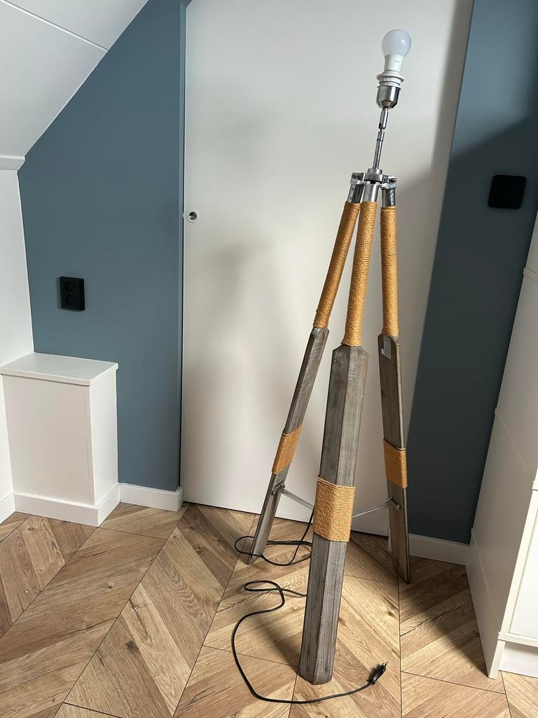Unieke houten lampenvoet roeispanen design, Ophalen, Gebruikt, Hout, Minder dan 100 cm