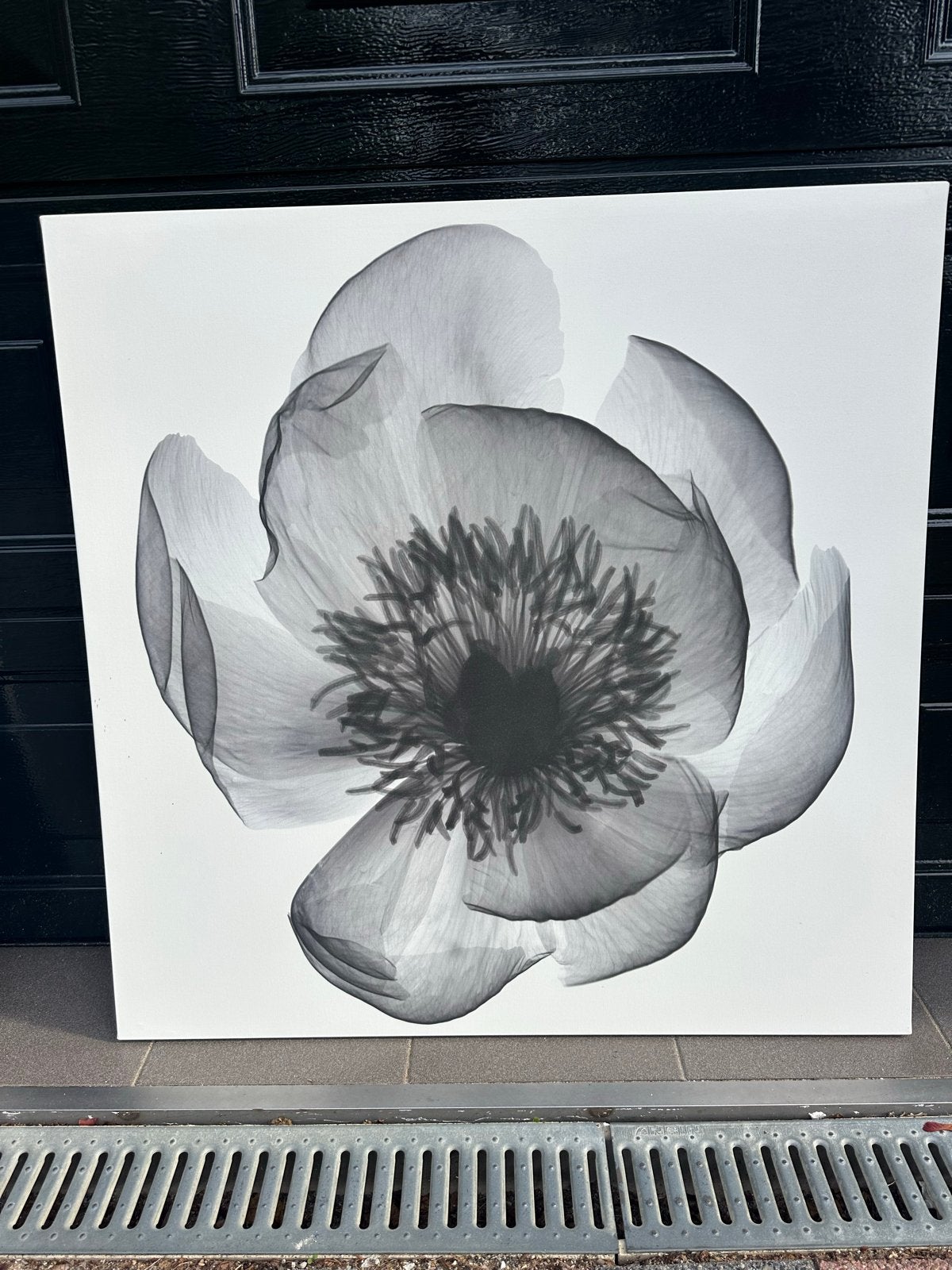 Vintage IKEA Klöxhult Canvas Schilderij Zwart-Wit Bloem, Huis en Inrichting, Oorspronkelijke maker, Ophalen of Verzenden, Zo goed als nieuw