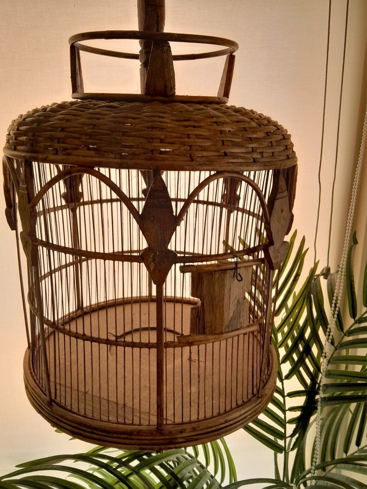 Antieke vogelkooi zangkooi uit Indonesië, Dieren en Toebehoren, Vogels | Hokken en Kooien, Ophalen, Gebruikt, Hout, Vogelkooi