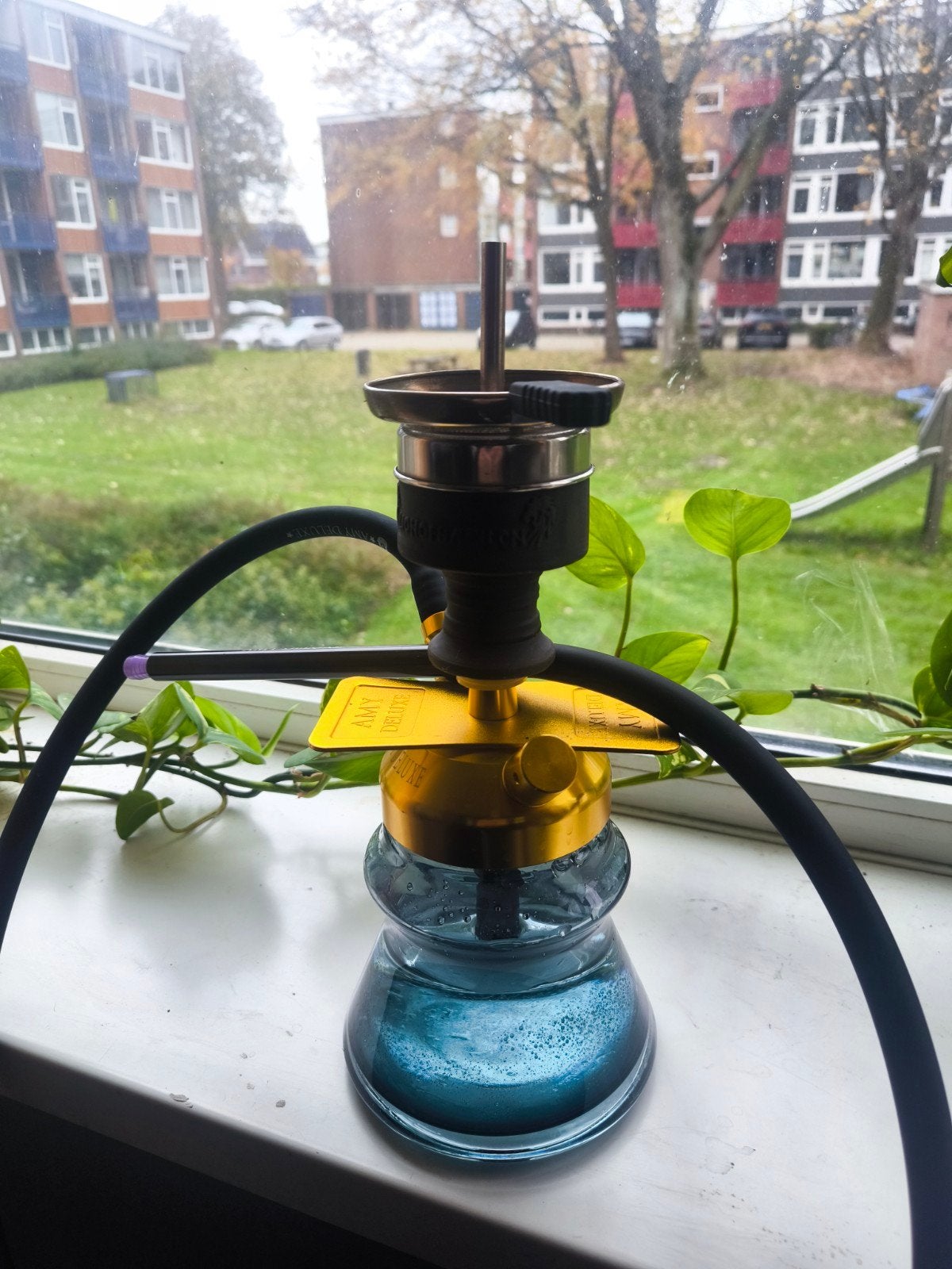 waterpijp shisha Amy Deluxe Goud + dubbel appel, Ophalen, Zo goed als nieuw, (Water)pijp