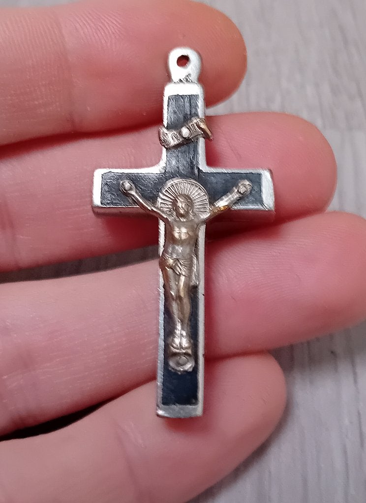 vintage crucifix hanger sie open kan, Verzamelen, Verzenden