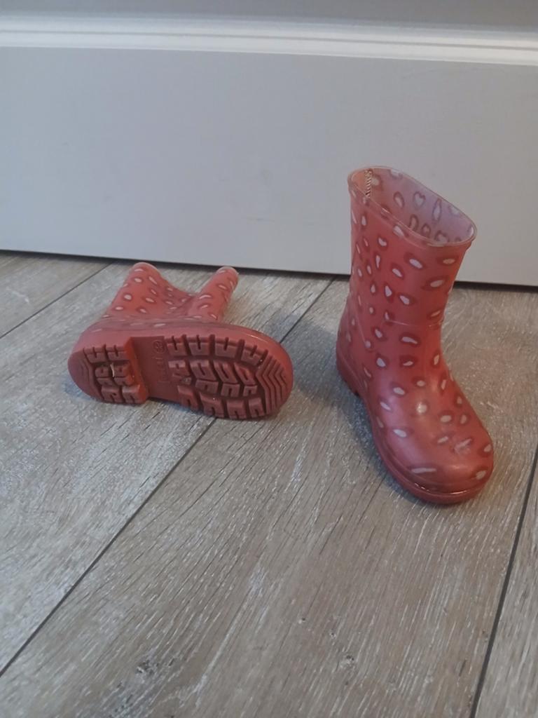 Regenlaars Hema maat 22, roze panter, Gebruikt, Meisje, Ophalen of Verzenden, Laarzen