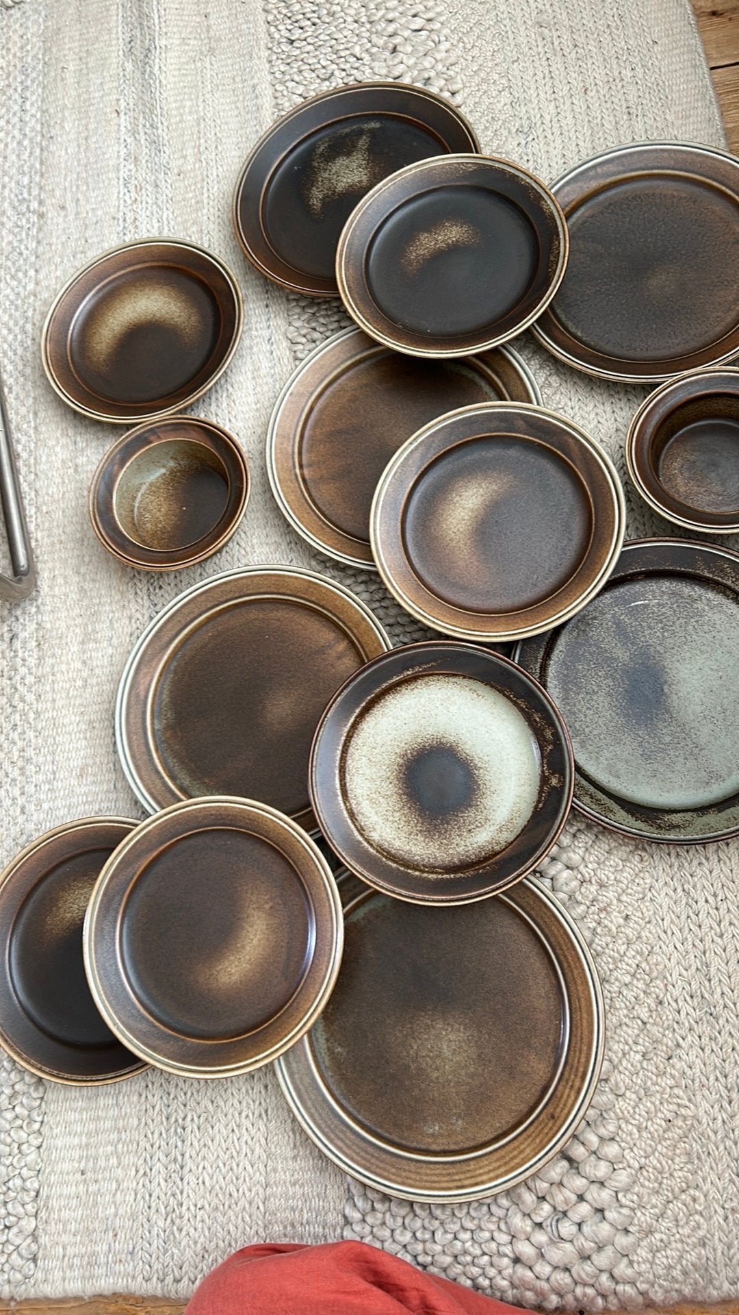 Vintage 1970s Porsgrund Norway servies bruin lavaglazuur, Ophalen of Verzenden, Zo goed als nieuw, Overige stijlen, Bord(en)