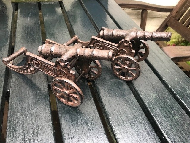 stel gietijzeren sier kanonnen, Verzamelen, Ophalen of Verzenden, Landmacht, Overige gebieden, Miniatuur of Beeldje