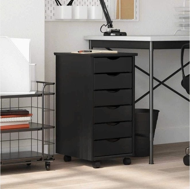 Nieuw ladeblok kast zwart verrijdbaar, Minder dan 50 cm, Nieuw, Ophalen of Verzenden, 3 of 4 laden