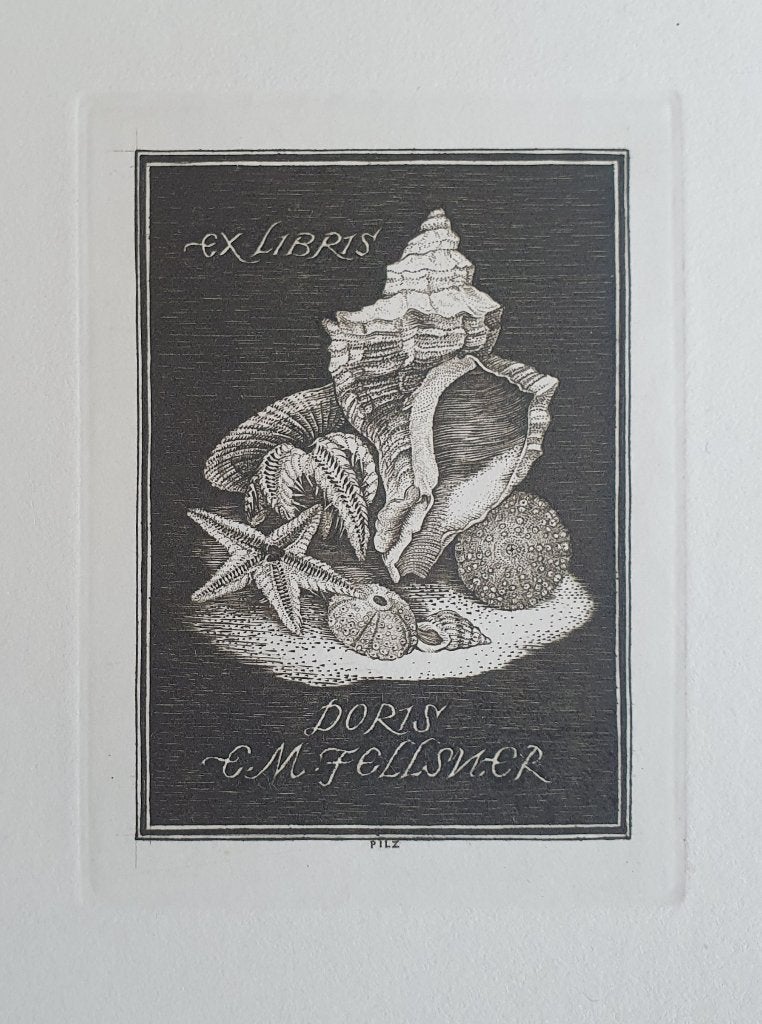 Exlibris F.J. Pilz, schelpen, zeester, zeeanemoon, Verzenden