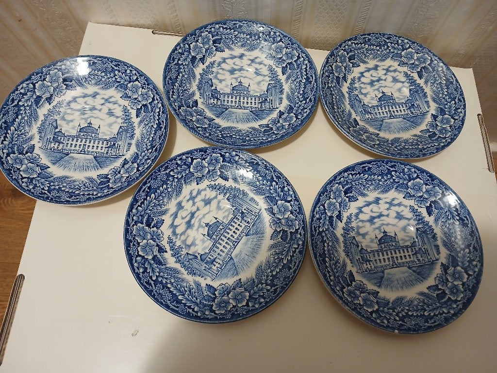 Rozenborg flot Blauwe schotels ,5stuks, Ophalen of Verzenden