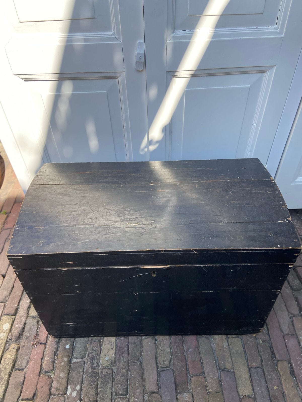 Antieke houten kist - Zwart geverfd, Ophalen