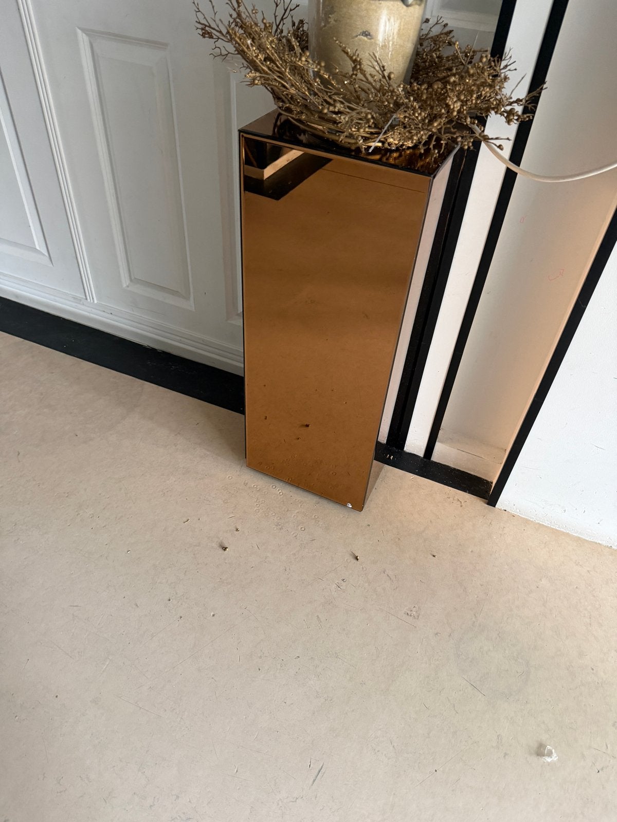 Gouden spiegelzuil / plantenzuil, Huis en Inrichting, Woonaccessoires | Zuilen en Pilaren, Ophalen, Gebruikt