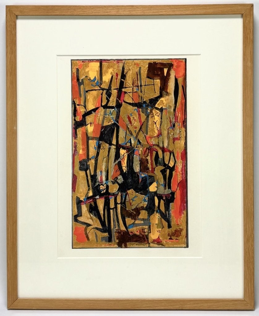 283. Schilderij - abstracte compositie, ca. 1970, Ophalen