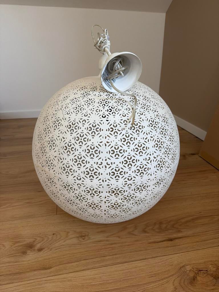 Witte hanglamp met patroon riverdale, Ophalen of Verzenden, Gebruikt, Metaal, Minder dan 50 cm