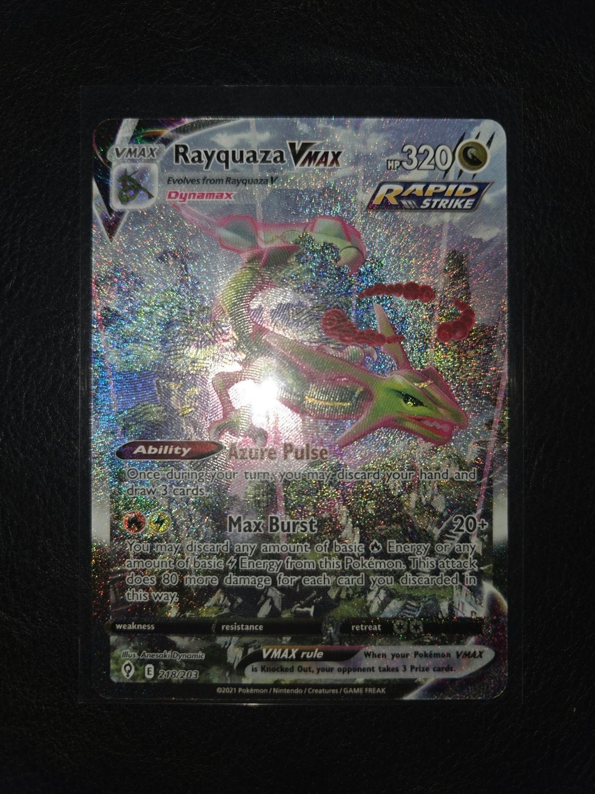 Rayquaza vmax 218/203, Ophalen of Verzenden, Nieuw, Losse kaart, Foil