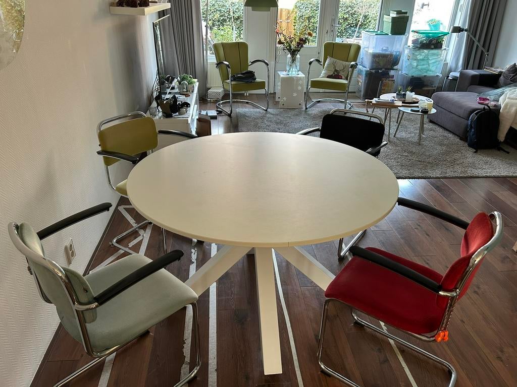 Gispen Duckdalf Eettafel voor 4-6 personen, Rond, Zo goed als nieuw, Vier personen, Modern vintage
