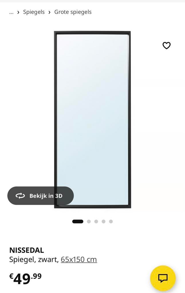 Zwarte ikea spiegel, Huis en Inrichting, Woonaccessoires | Spiegels, Ophalen, 100 tot 150 cm, Zo goed als nieuw, Rechthoekig