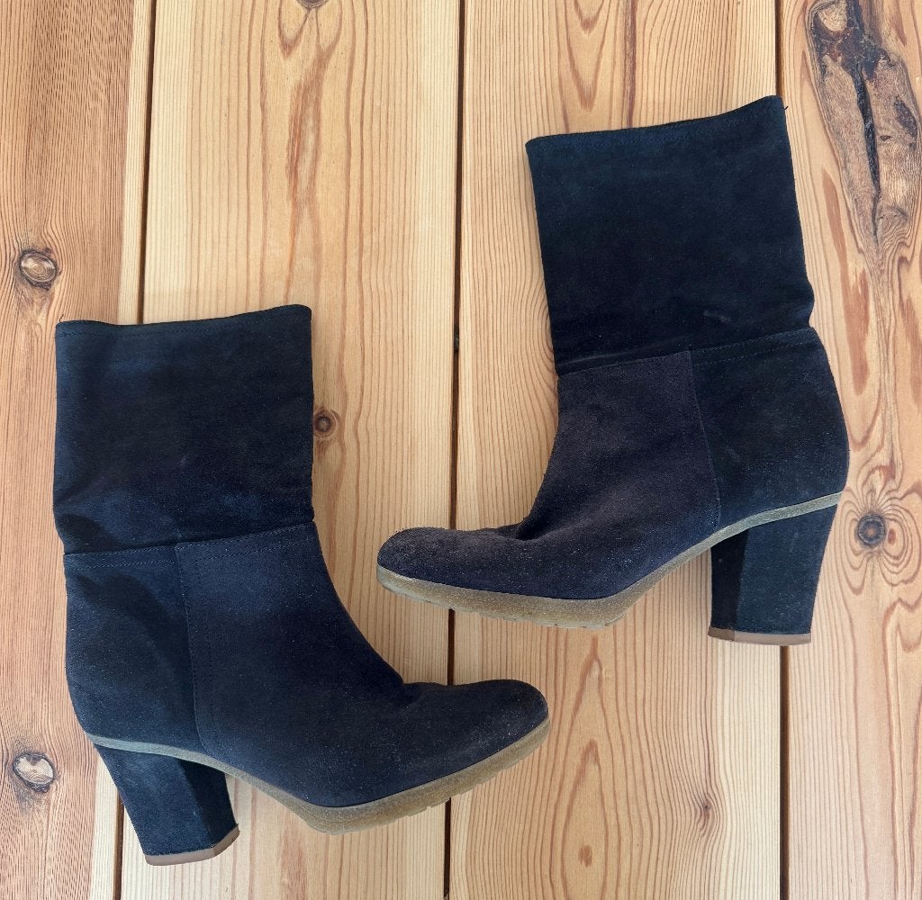 Abro laarzen / enkellaarzen - Blauw Leer Suede - Maat 38, Blauw, Lage of Enkellaarzen, Ophalen of Verzenden, Zo goed als nieuw