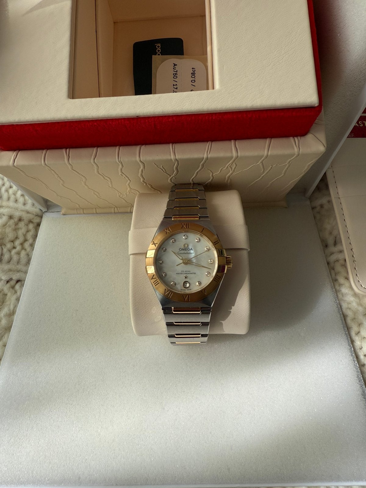 Omega CONSTELLATION horloge geelgoud  diamant automaat 29mm, Polshorloge, Zo goed als nieuw, Goud, Goud