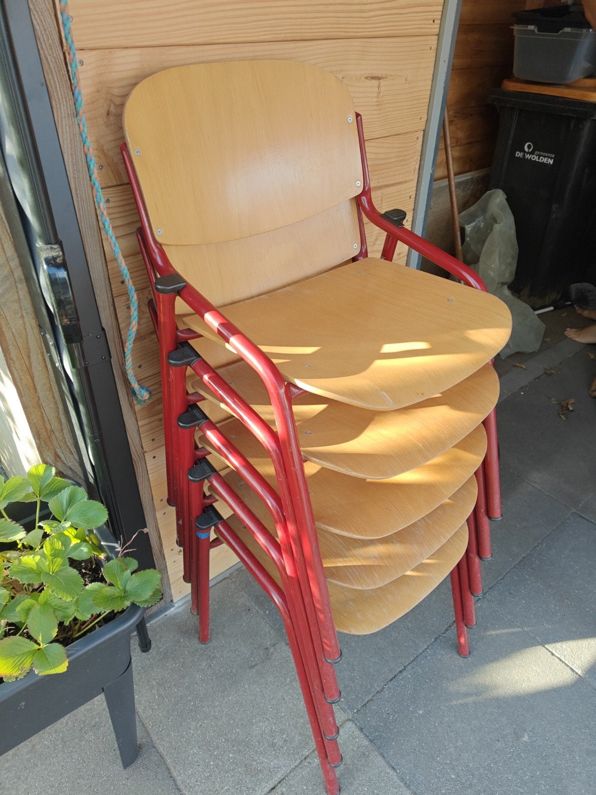 5 stuks stapelstoelen, Huis en Inrichting, Stoelen, Ophalen