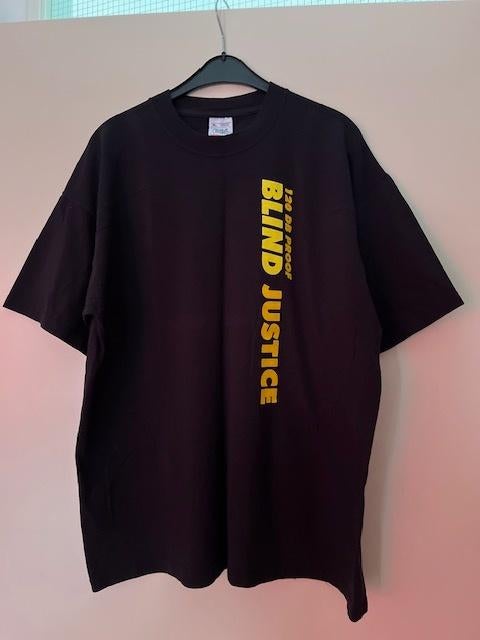 vintage metal shirt Blind Justice 120 DB zwart met geel XL, Ophalen of Verzenden, Zo goed als nieuw, Maat 56/58 (XL), Zwart