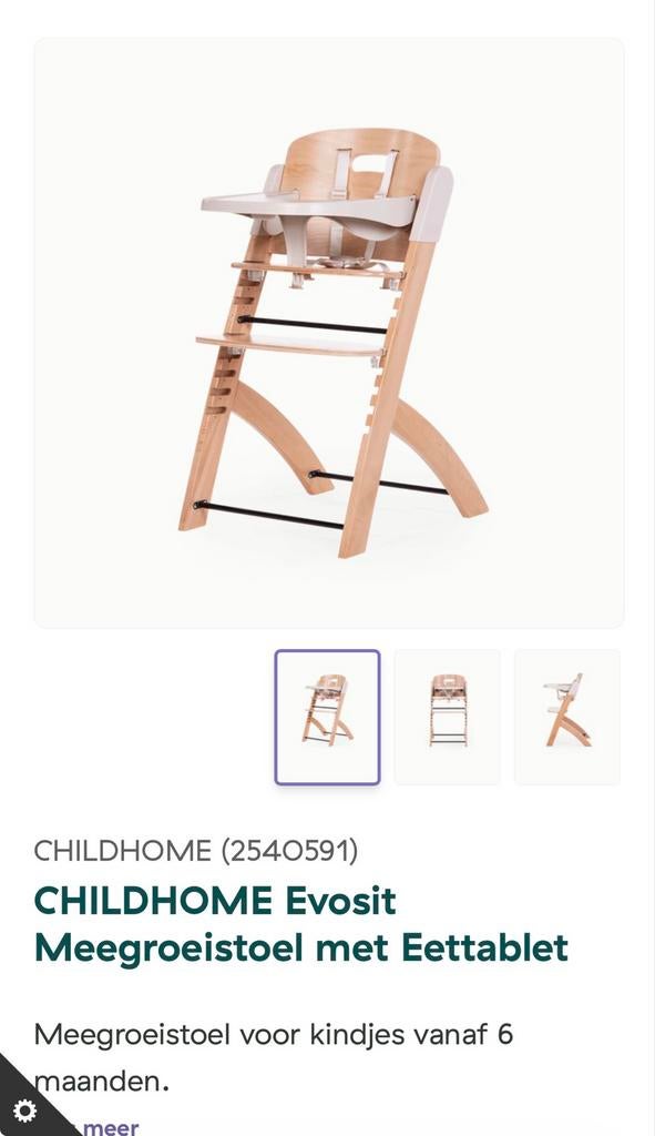 CHILDHOME Evosit Meegroeistoel met Eettablet beige, Ophalen of Verzenden, Nieuw, Meegroeistoel, Afneembaar eetblad