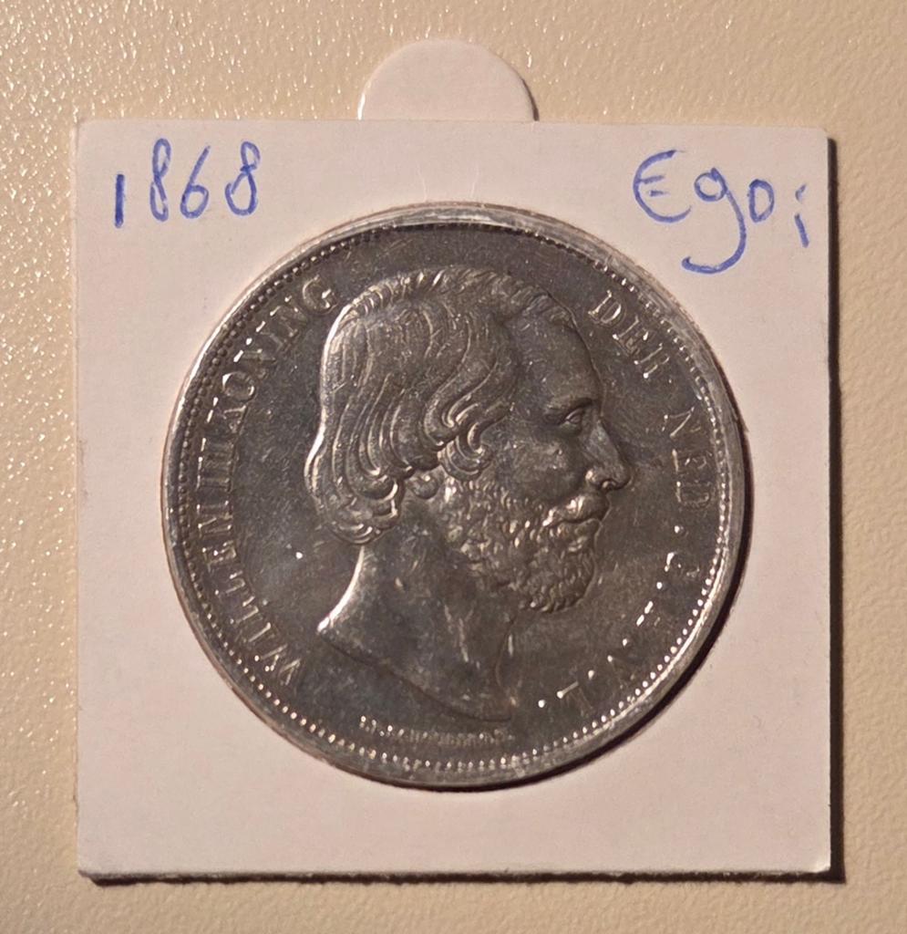 Zilveren 2½ Gulden Willem III uit 1868, Postzegels en Munten, Munten | Nederland, Koning Willem III, Zilver, Ophalen of Verzenden