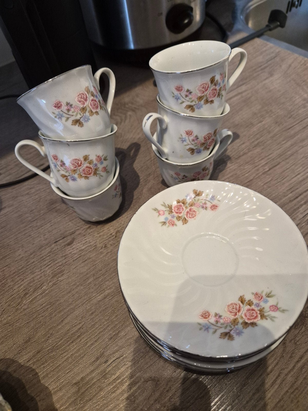 :Prachtige vintage theeset / koffieset H.9 Peacock - 6 pers, Antiek en Kunst, Antiek | Servies los, Ophalen of Verzenden