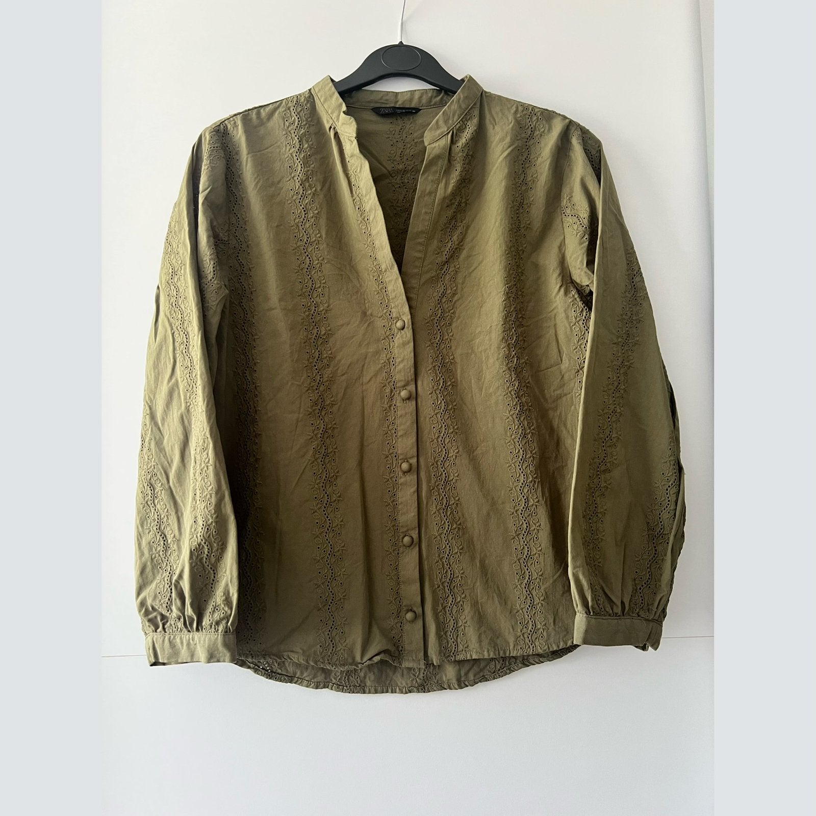 Zara geborduurde katoenen blouse - maat XS, Ophalen of Verzenden, Zo goed als nieuw, Maat 34 (XS) of kleiner, Groen