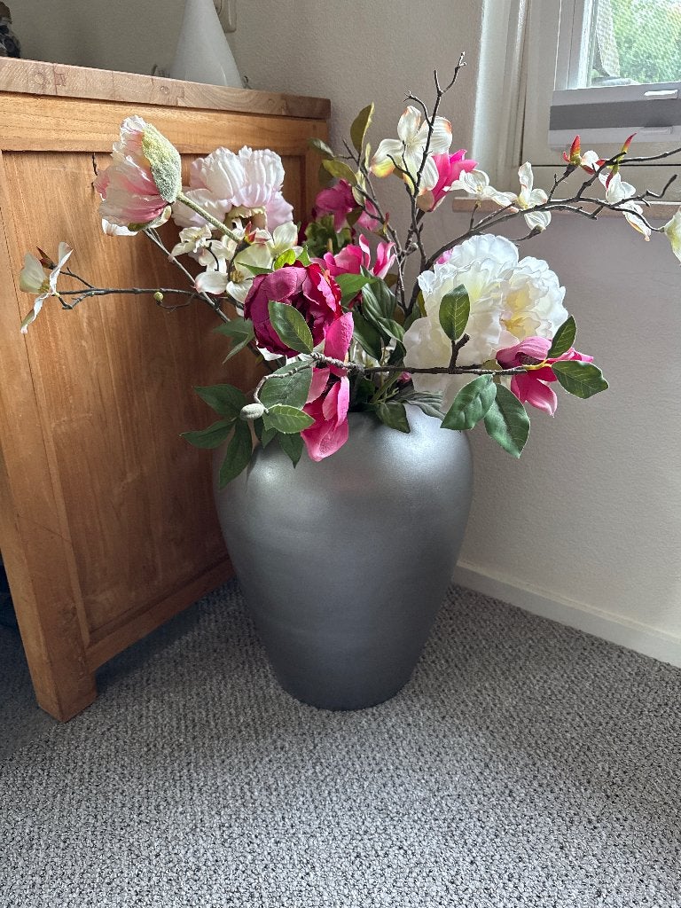 Kunstbloemen met pot, Ophalen, Roze, Zijde, Zo goed als nieuw