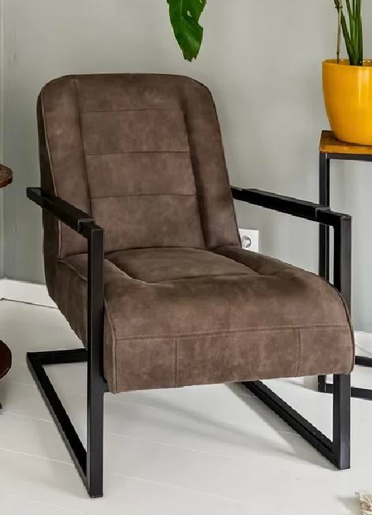 Fauteuil grijs suede, Huis en Inrichting, Fauteuils, Ophalen, 75 tot 100 cm, Zo goed als nieuw, Industrieel