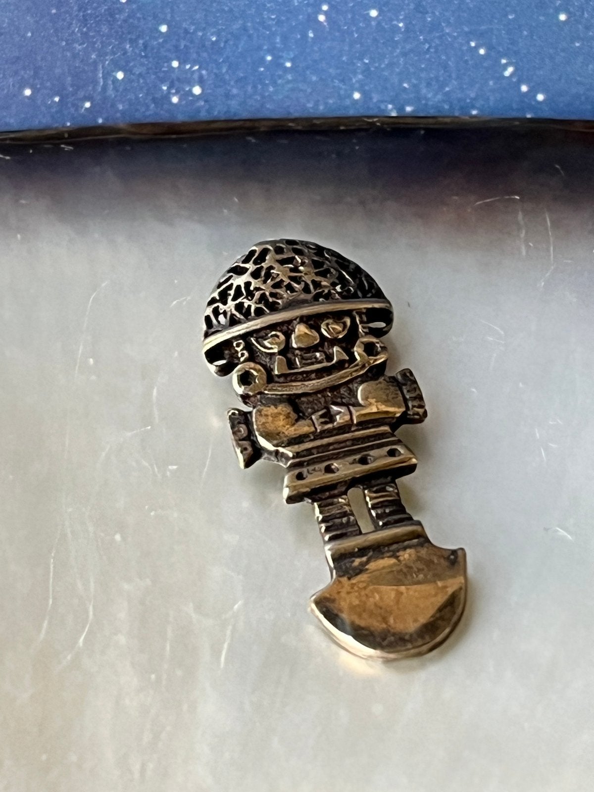 Verguld zilveren hanger uit Peru: Tumi, Ophalen of Verzenden, Zilver, Hanger, Verguld