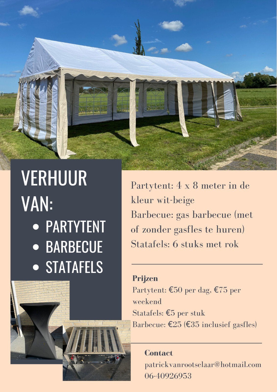 Partytent te huur, Ophalen, Opvouwbaar, Partytent, Nieuw