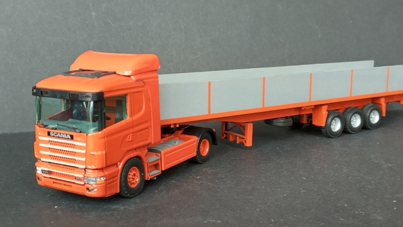 Scania 144 G Open trailer 1:50 Tekno Pol, Hobby en Vrije tijd, Verzenden, ., Tekno, Zo goed als nieuw