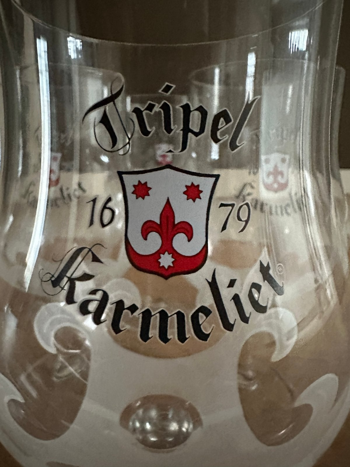 Tripel Karmeliet bierglazen - Set van 4, Ophalen, Zo goed als nieuw, Meerkleurig, Overige merken