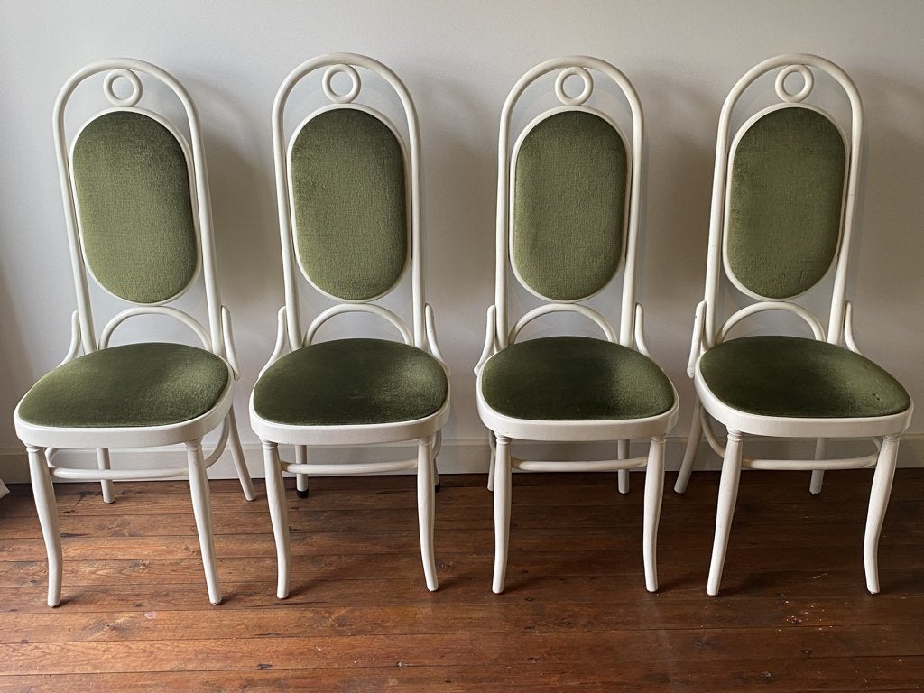 vintage Thonet stoelen, set 4 stuks nr. 207R, 1970's, Huis en Inrichting, Stoelen, Ophalen, Vintage design, Wit, Zo goed als nieuw