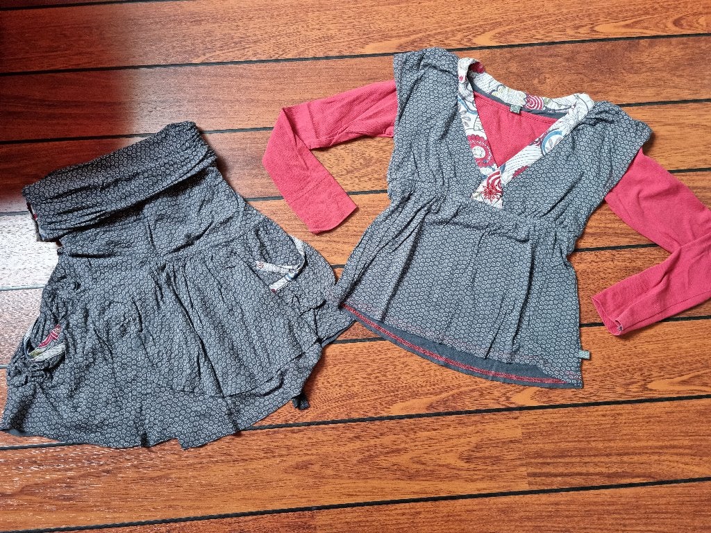NONO set 2 delig shirt en rok maat 110/116 * ERG LEUKE SET *, Gebruikt, Meisje, Ophalen of Verzenden, Nono