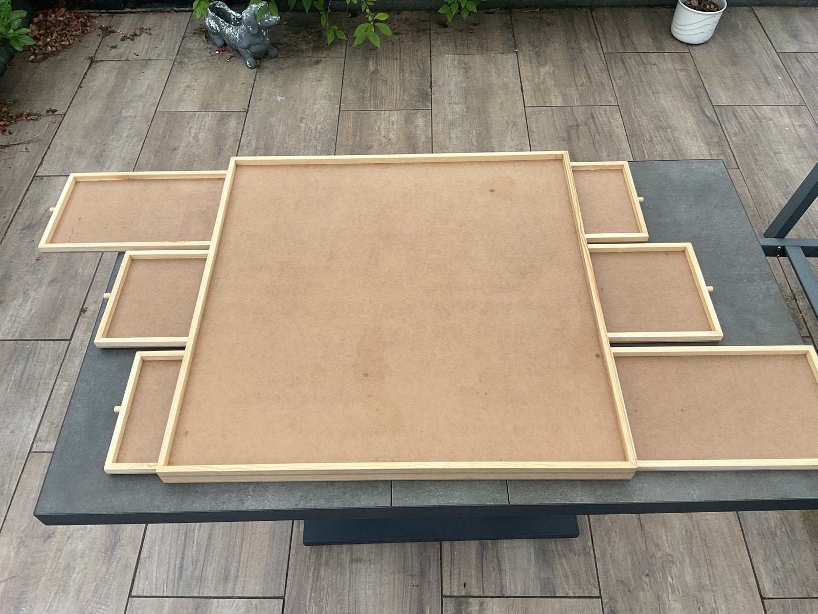 Houten Puzzeltafel 80x80cm met 6 sorteerlades, Hobby en Vrije tijd, Denksport en Puzzels, Ophalen, Zo goed als nieuw, Overige typen