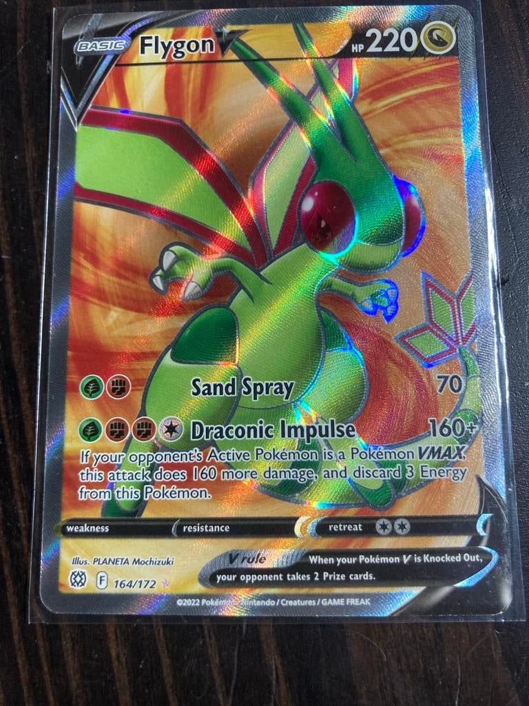 Flygon V 164/172 Full Art Pokémon Kaart, Ophalen of Verzenden, Zo goed als nieuw, Losse kaart, Foil